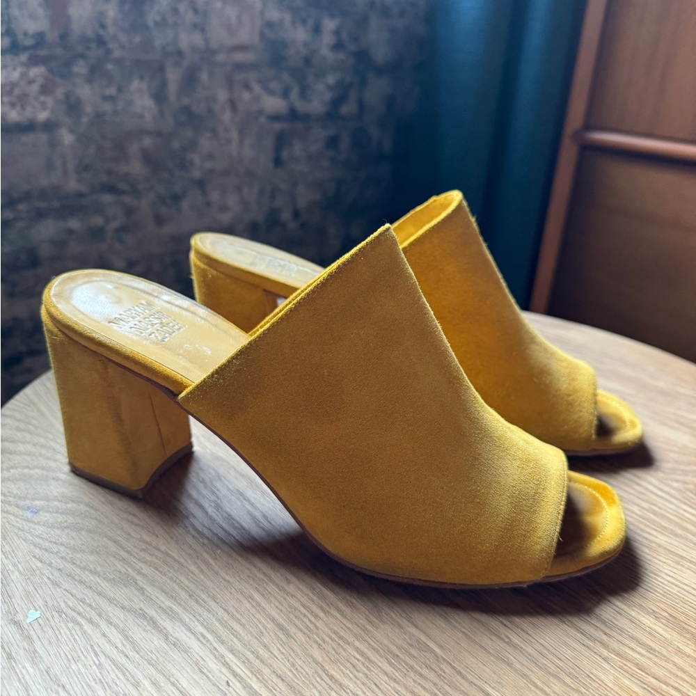 maryam nassir zadeh yellow suede mules size 40